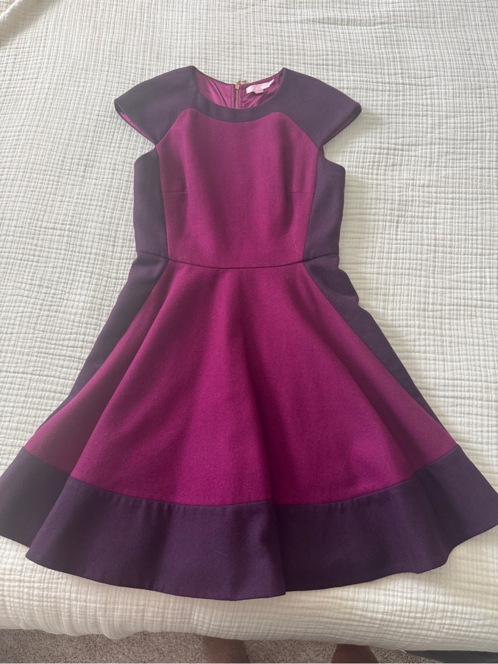 Ted Baker Two-Tone Magenta & Plum Fit-and-Flare Dress